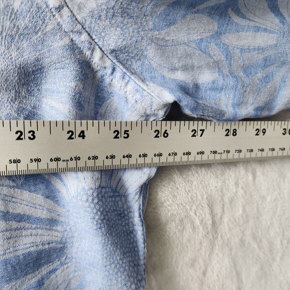 Baird Mcnutt Murano Linen Blend Shirt Mens 2XL Slim Fit Sunflower Print Blue XXL - Picture 6 of 8